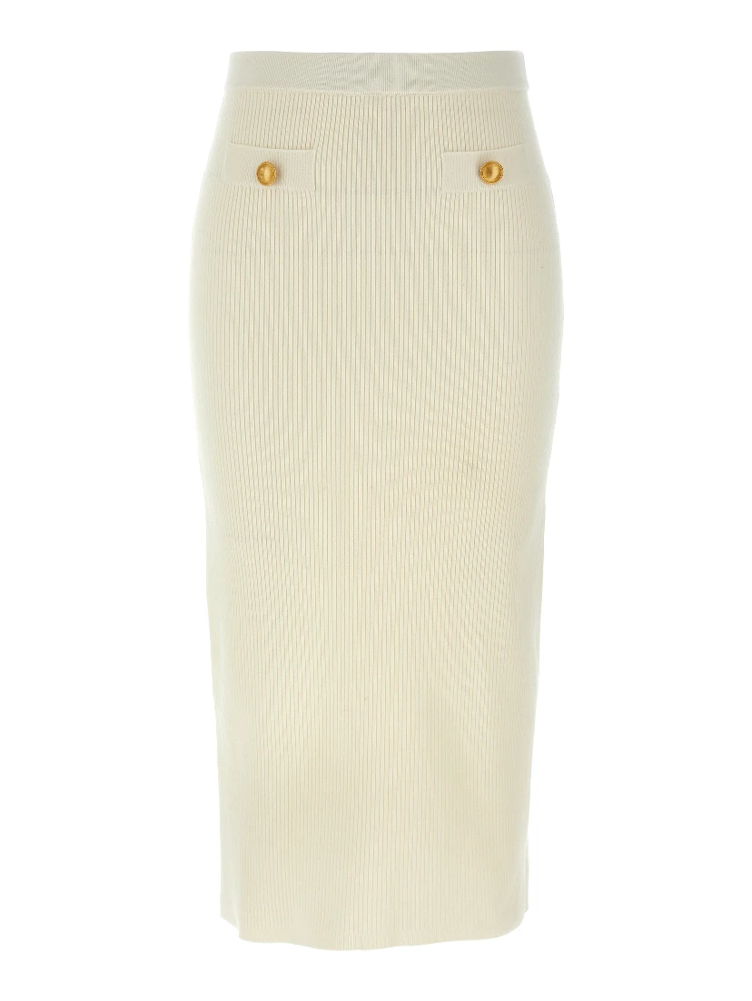 White Wool Midi Skirt