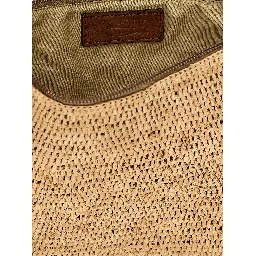 Beige Raffia Clutch Bag