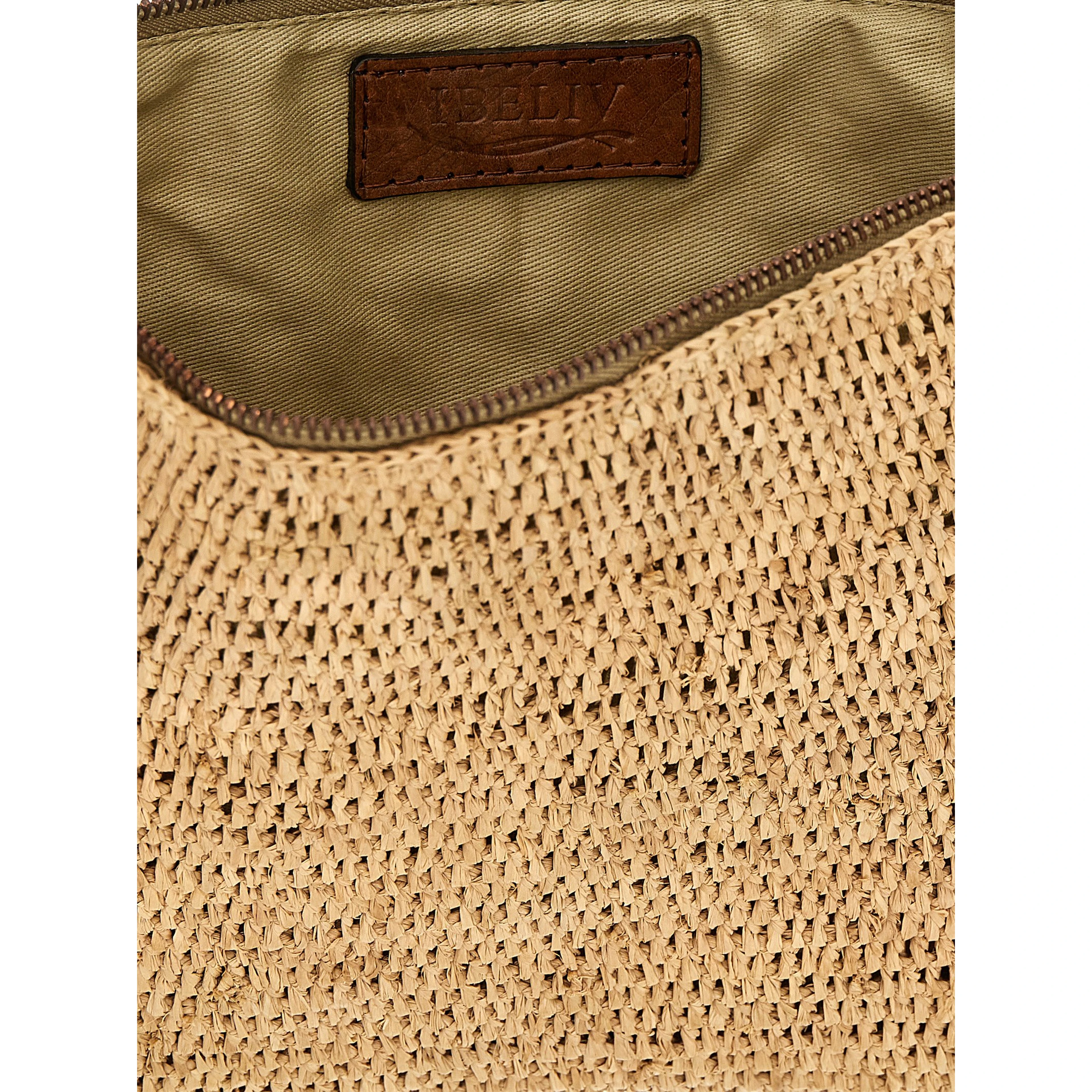 Beige Raffia Clutch Bag