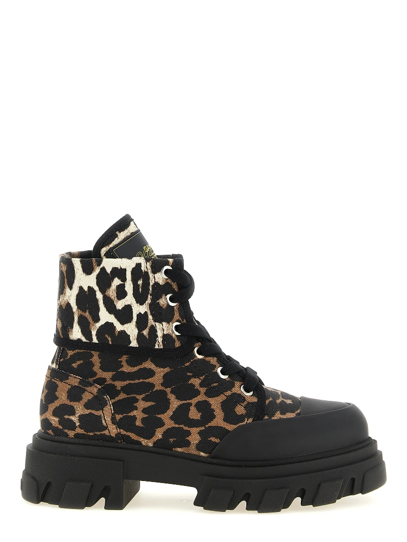 Multicolor Cotton Lace-Up Boots