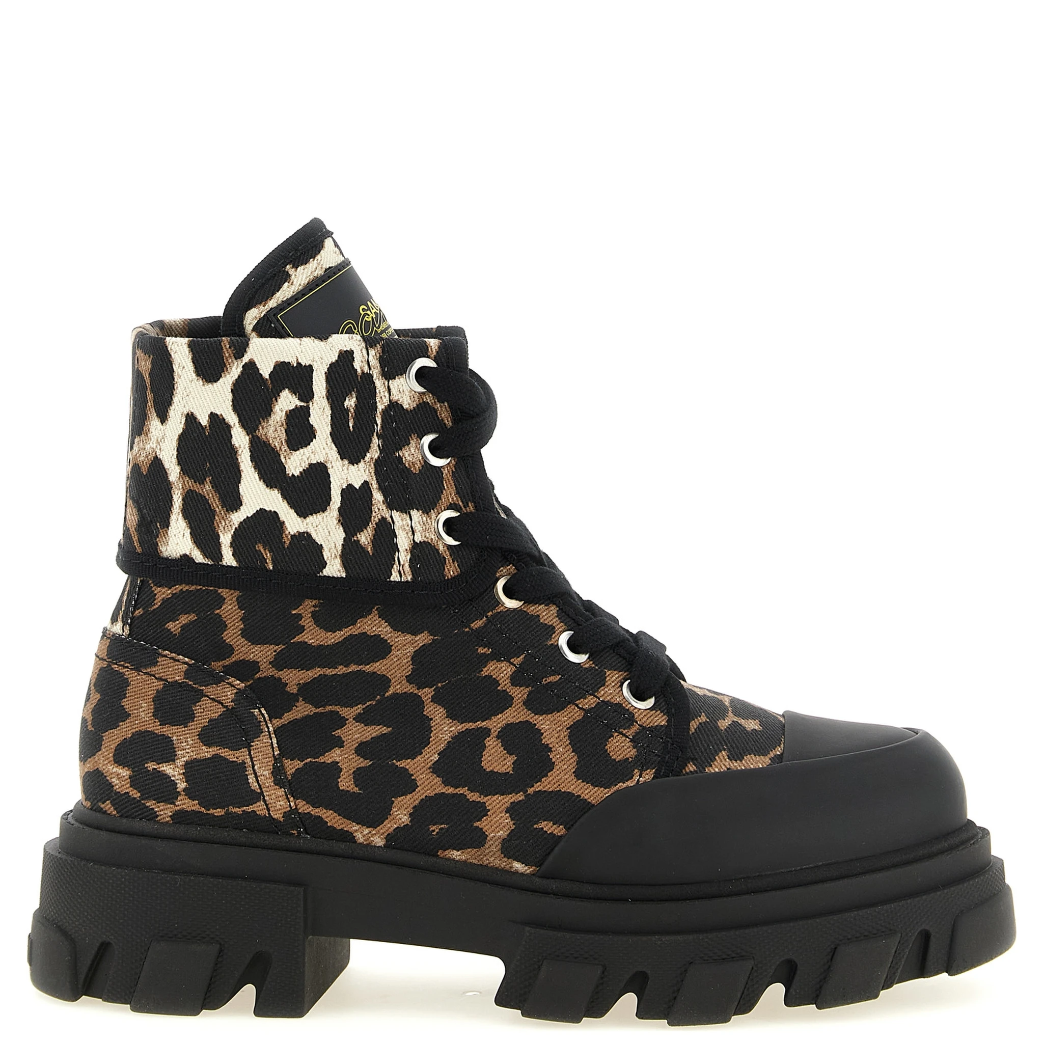 Multicolor Cotton Lace-Up Boots