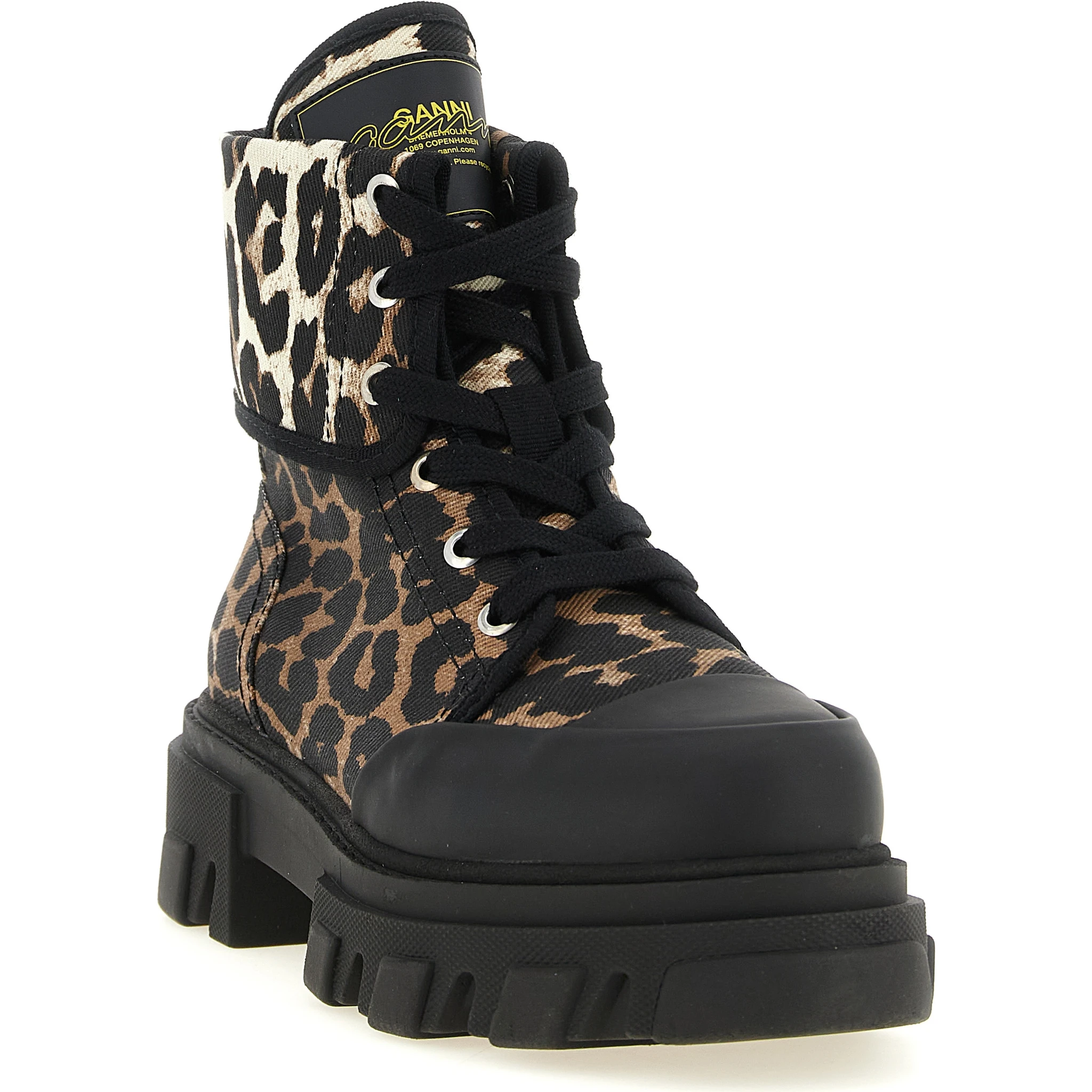 Multicolor Cotton Lace-Up Boots