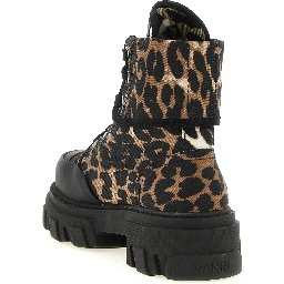 Multicolor Cotton Lace-Up Boots