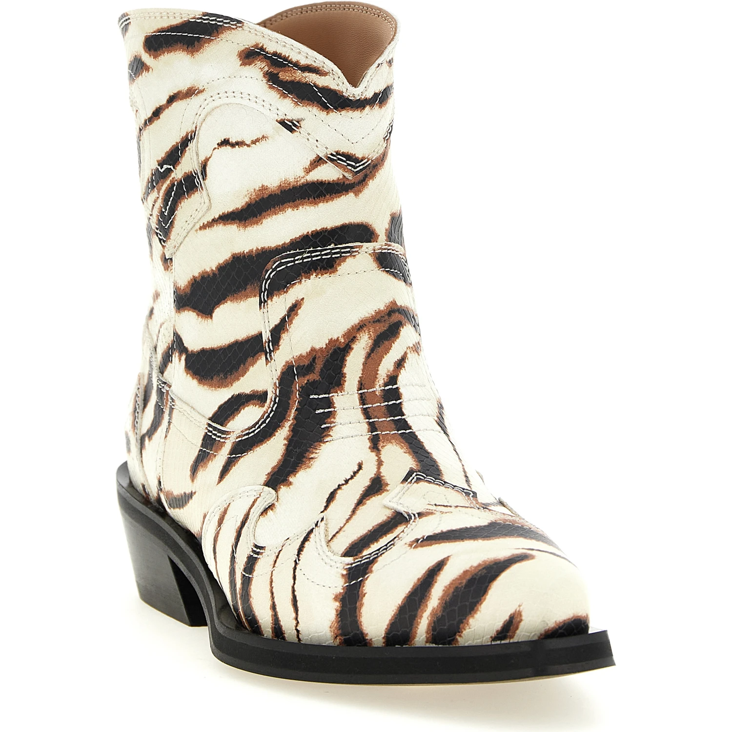Beige Polyester Chelsea Boots