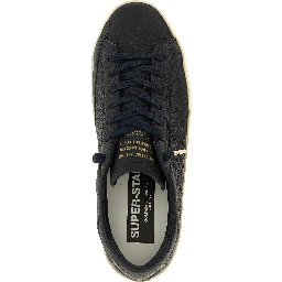 Blue Cowhide Low Top Sneakers
