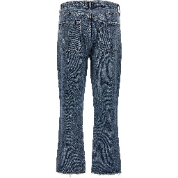 Blue Cotton Cropped Jeans