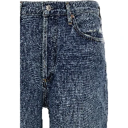 Blue Cotton Cropped Jeans