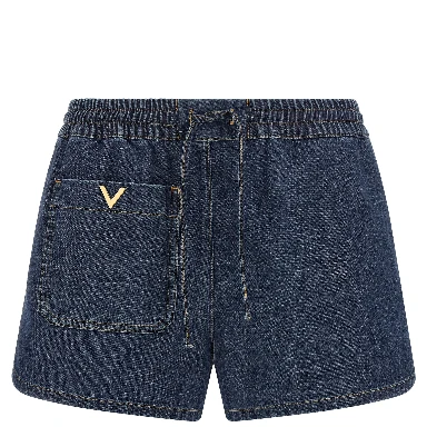 Blue Cotton Bermuda Shorts