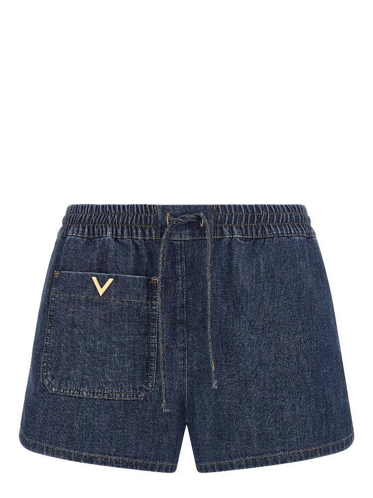 Blue Cotton Bermuda Shorts