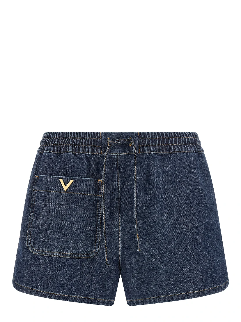Blue Cotton Bermuda Shorts