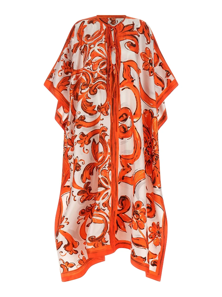 Orange Silk Long Dress