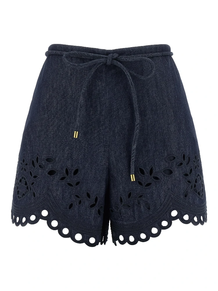 Blue Cotton Bermuda Shorts