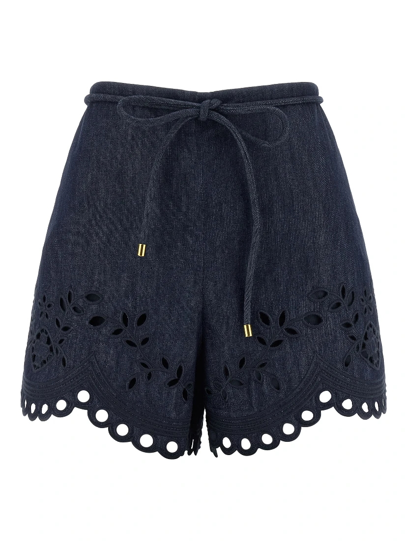 Blue Cotton Bermuda Shorts