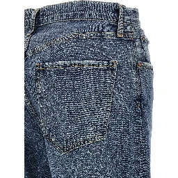 Blue Cotton Cropped Jeans