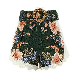 Bicolor Linen Bermuda Shorts