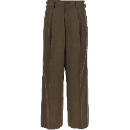 Brown Wool Casual Pants