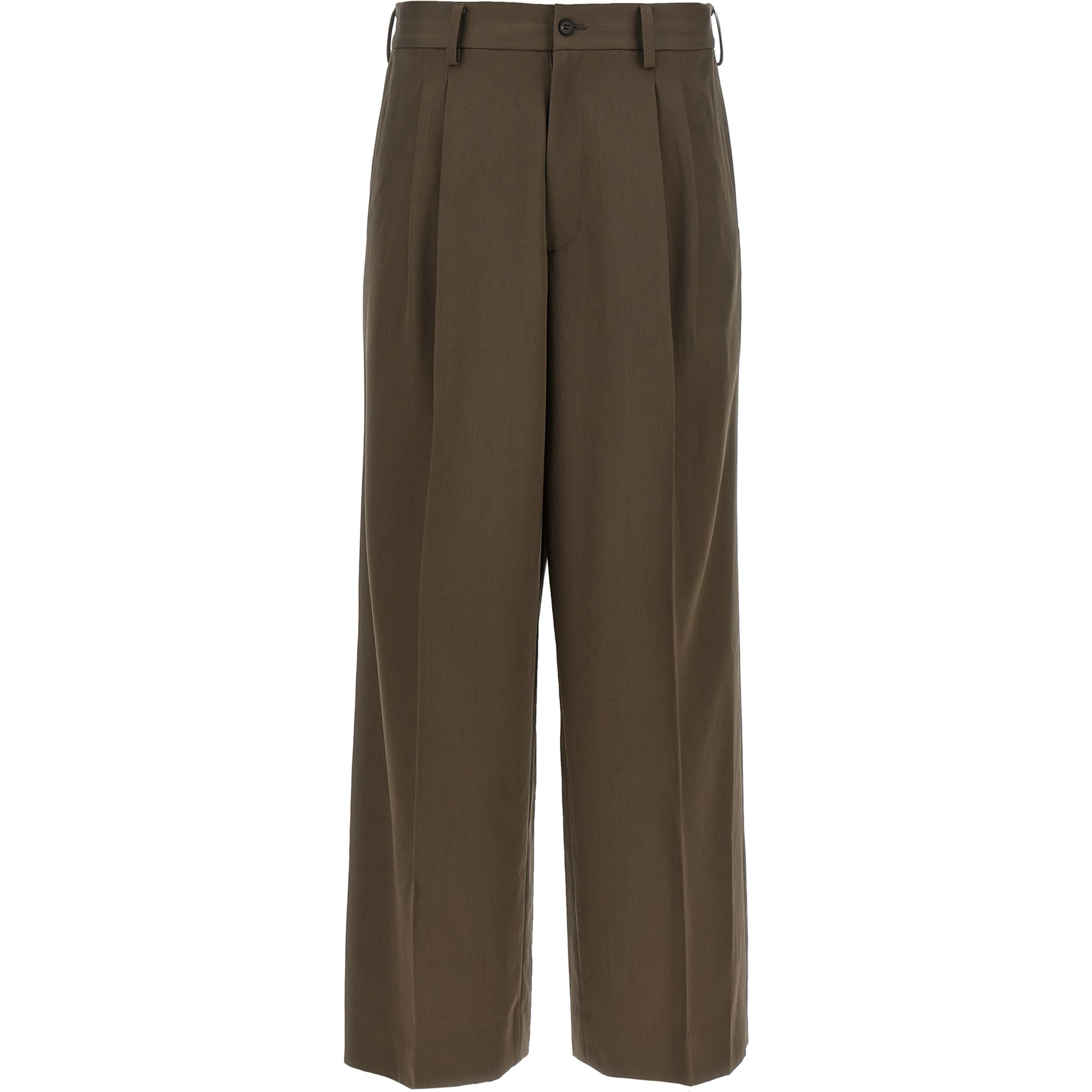Brown Wool Casual Pants