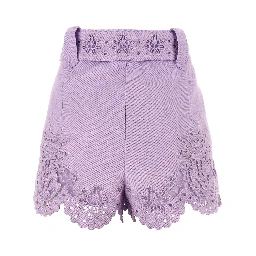 Purple Linen Bermuda Shorts