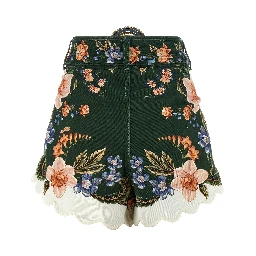 Bicolor Linen Bermuda Shorts