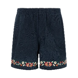 Blue Cotton Bermuda Shorts