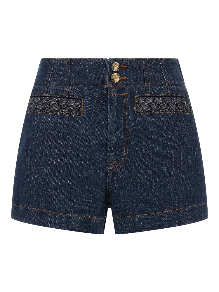 Blue Cotton Bermuda Shorts