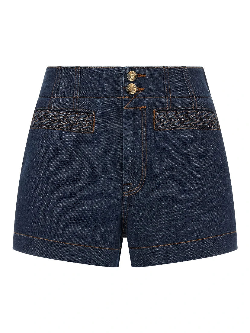 Blue Cotton Bermuda Shorts
