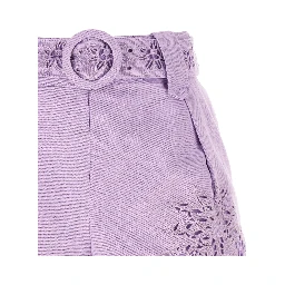 Purple Linen Bermuda Shorts