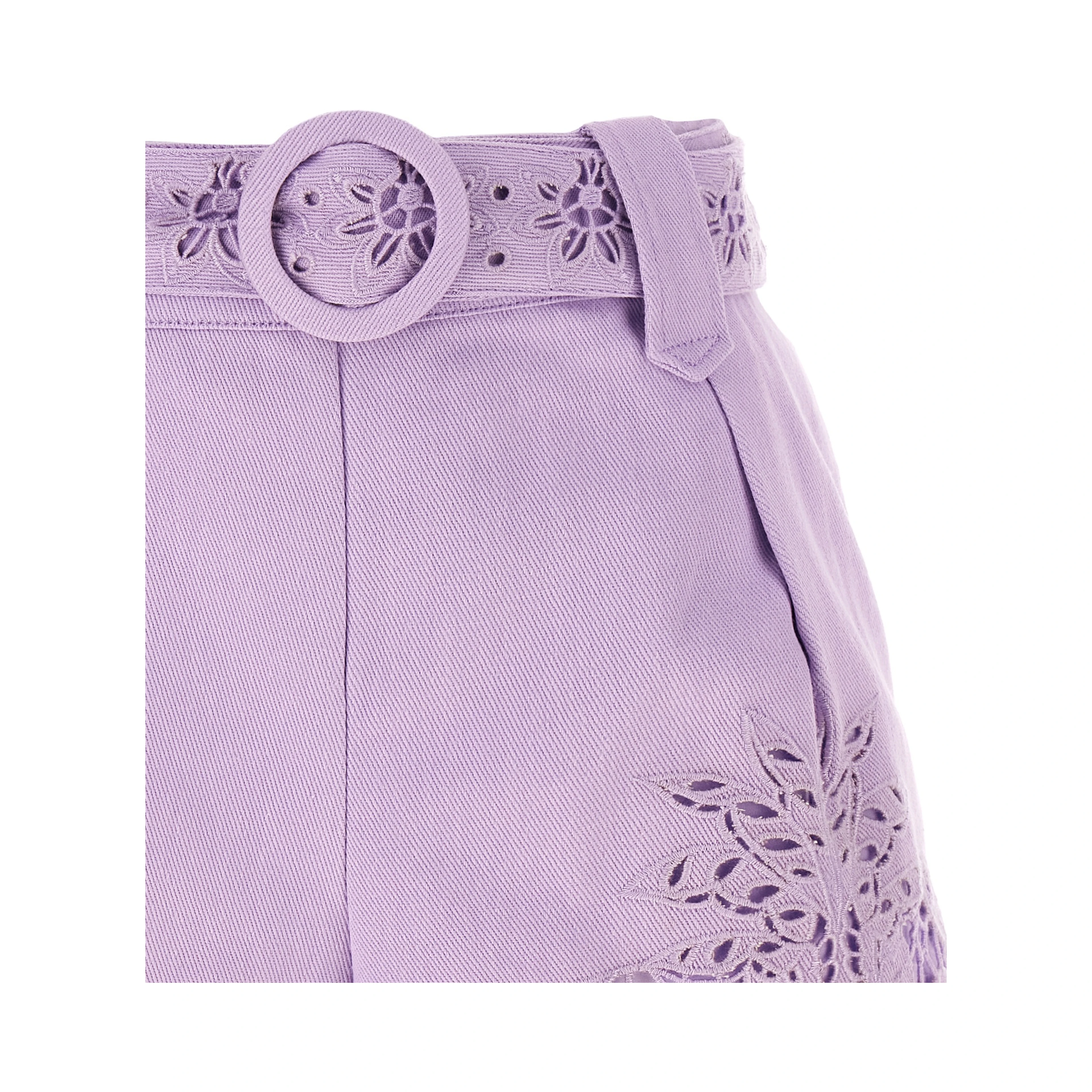 Purple Linen Bermuda Shorts