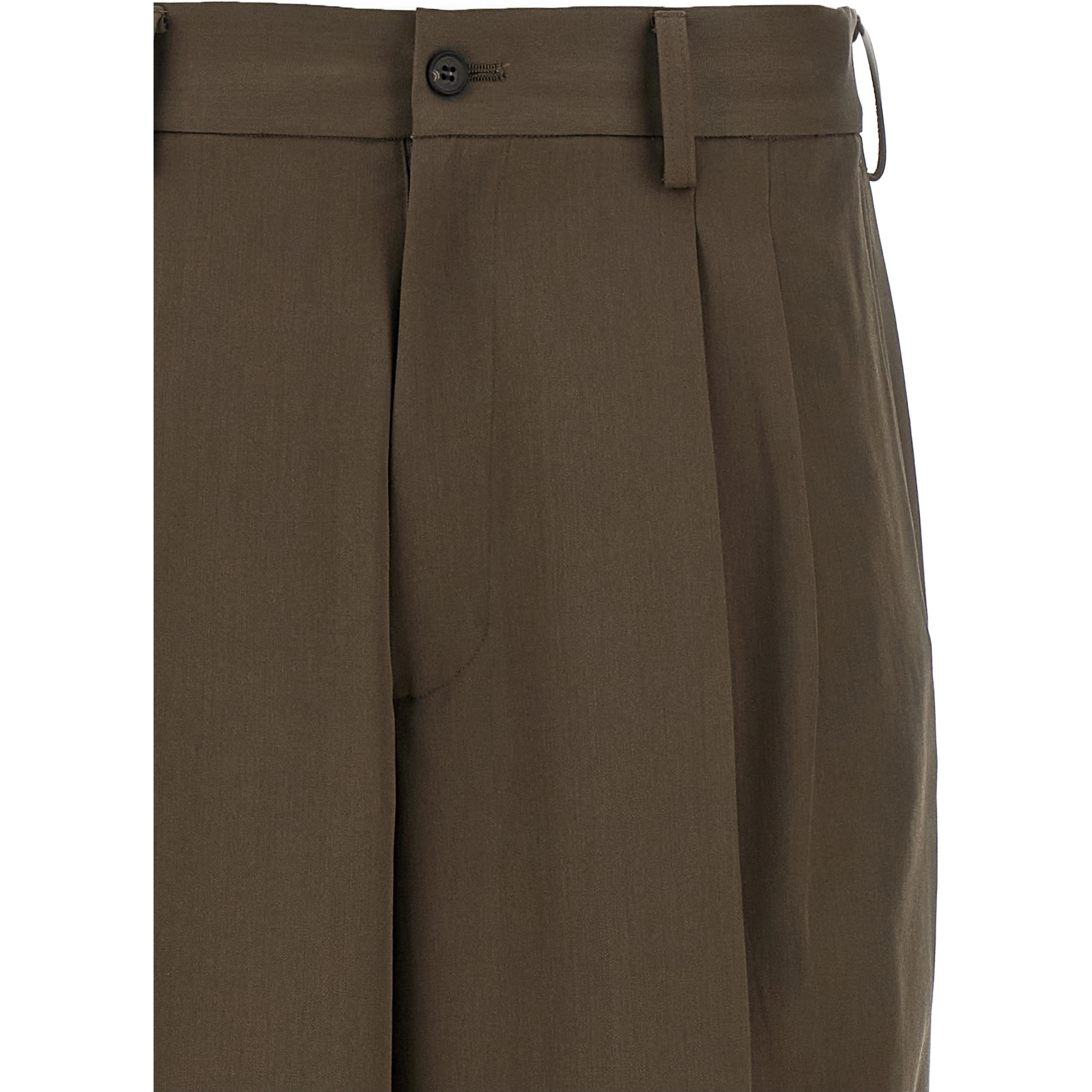 Brown Wool Casual Pants