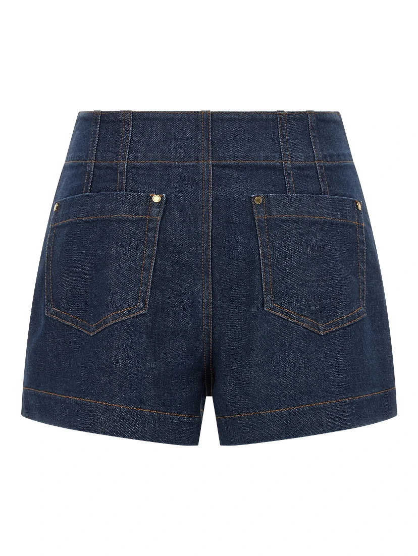 Blue Cotton Bermuda Shorts