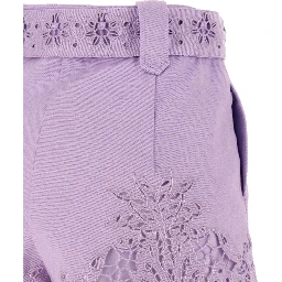 Purple Linen Bermuda Shorts