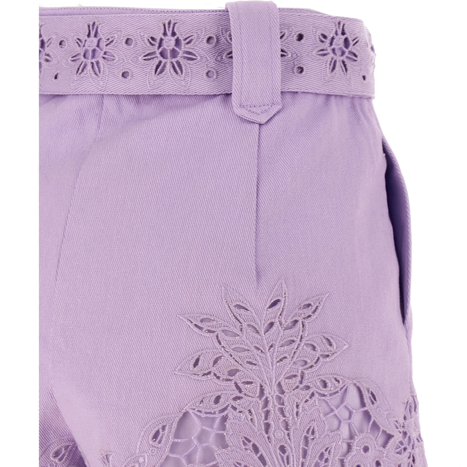 Purple Linen Bermuda Shorts