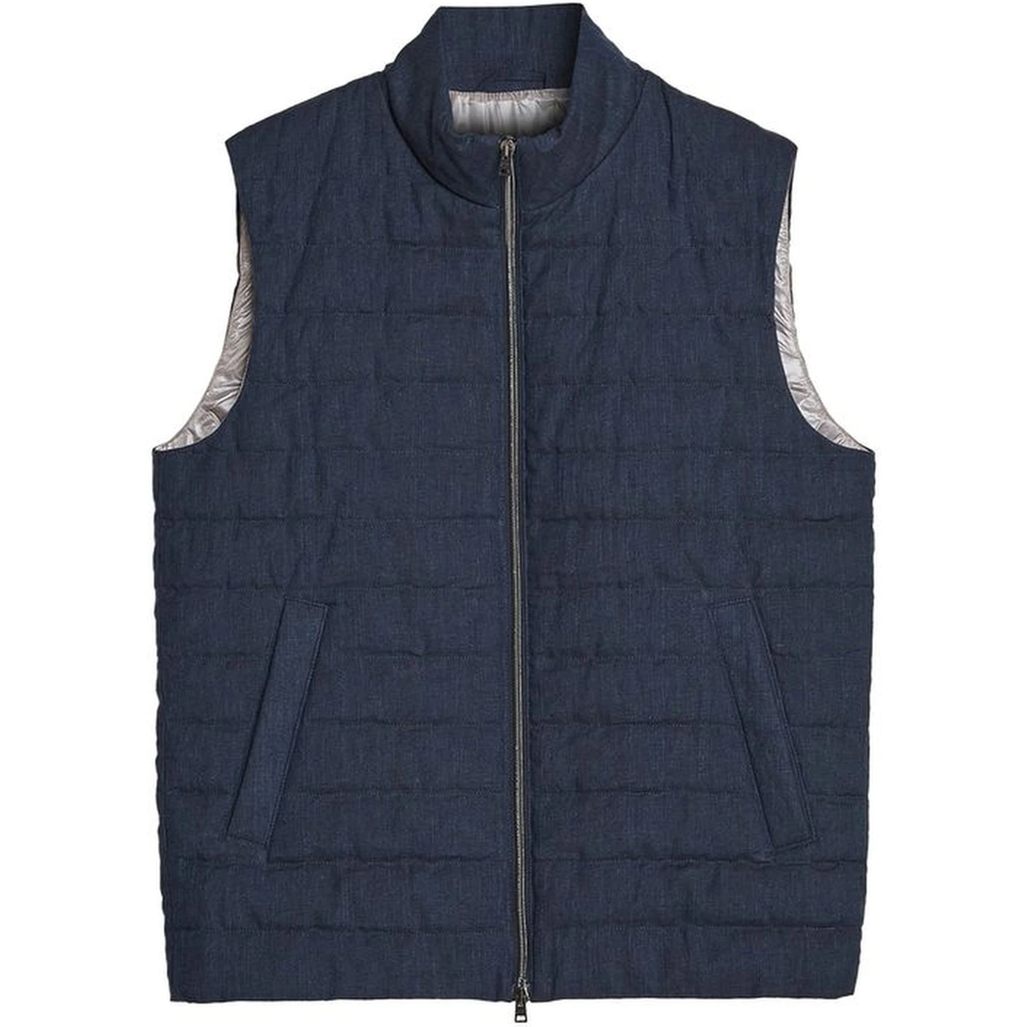Blue Linen Sleeveless Jacket