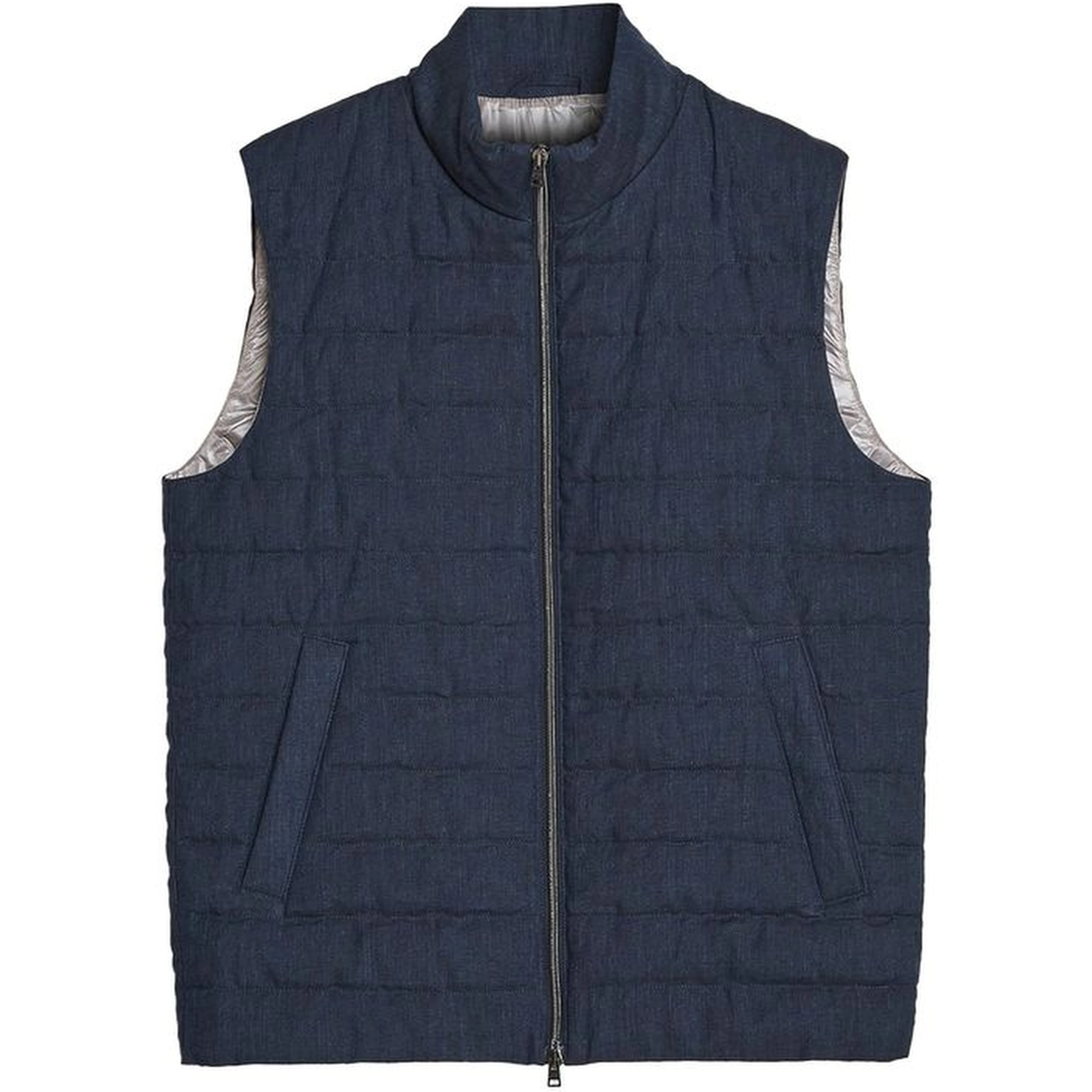 Blue Linen Sleeveless Jacket