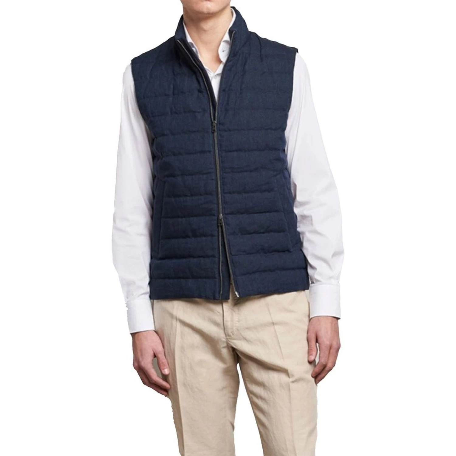 Blue Linen Sleeveless Jacket