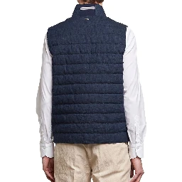 Blue Linen Sleeveless Jacket