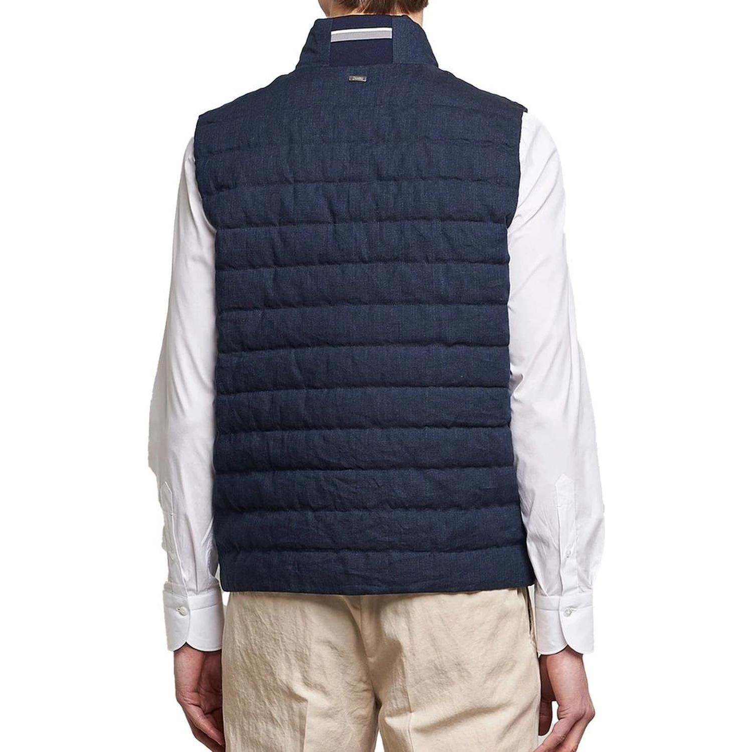 Blue Linen Sleeveless Jacket