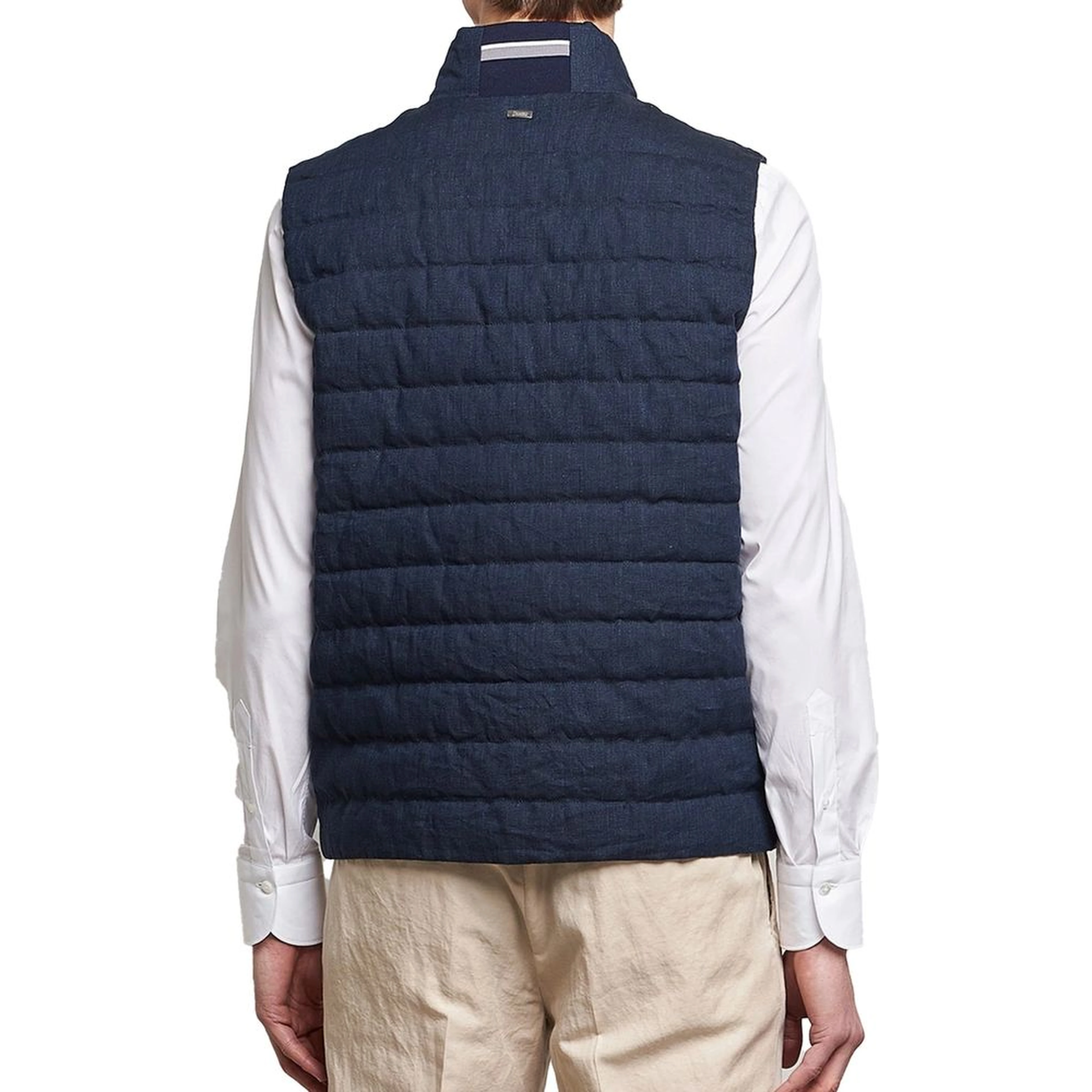 Blue Linen Sleeveless Jacket