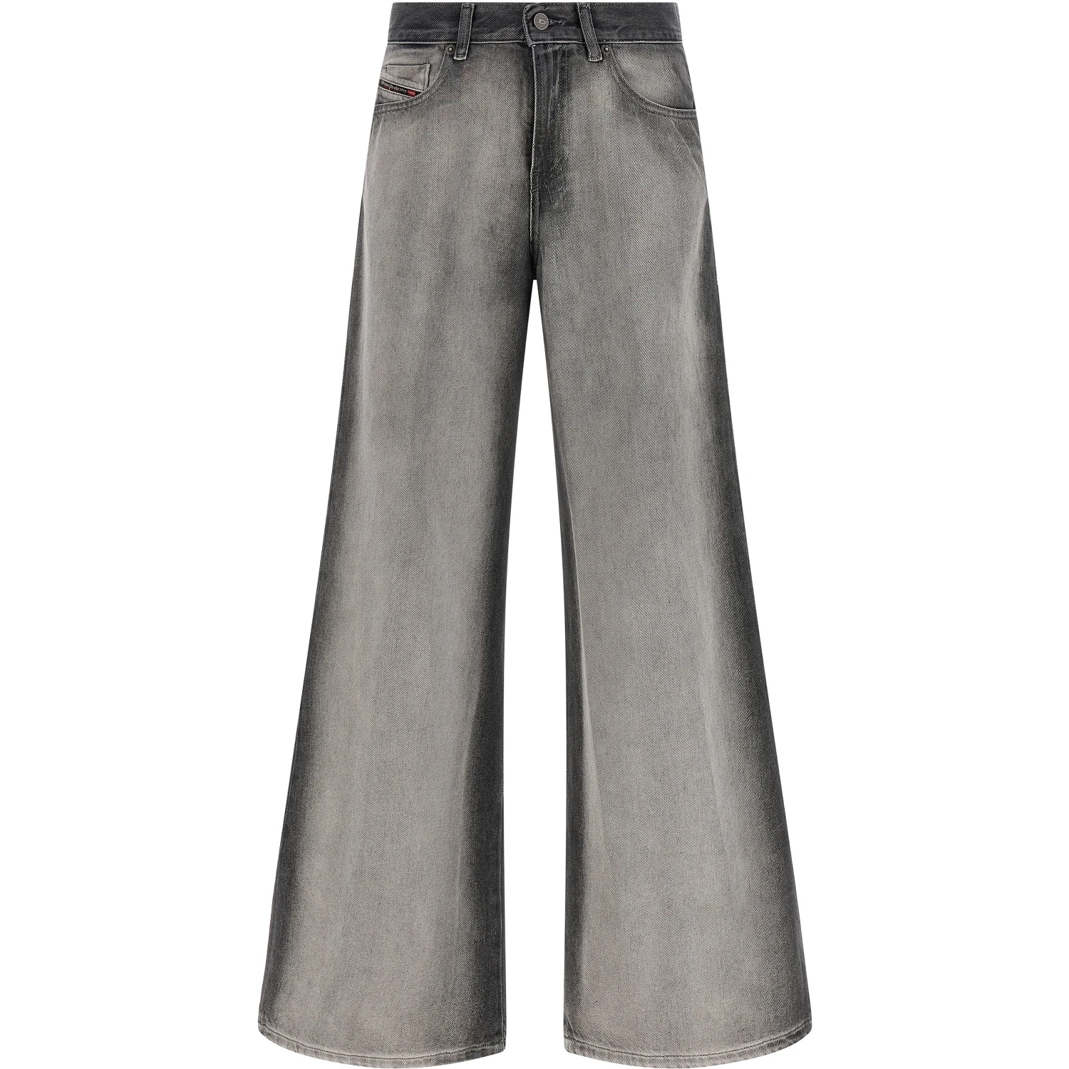 Gray Cotton Flared Jeans