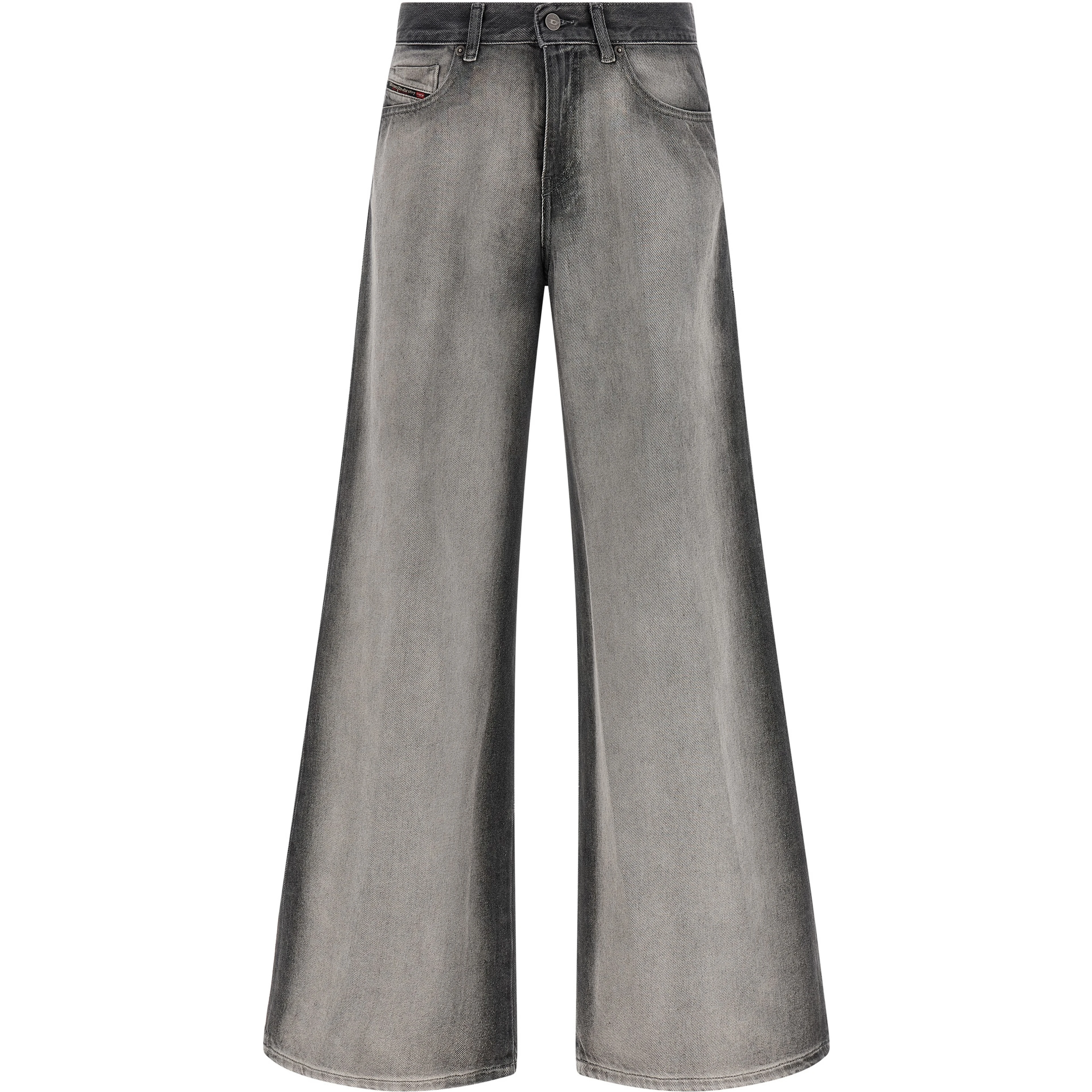 Gray Cotton Flared Jeans