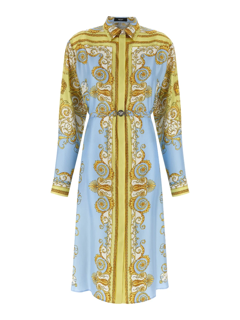 Blue Silk Midi Dress