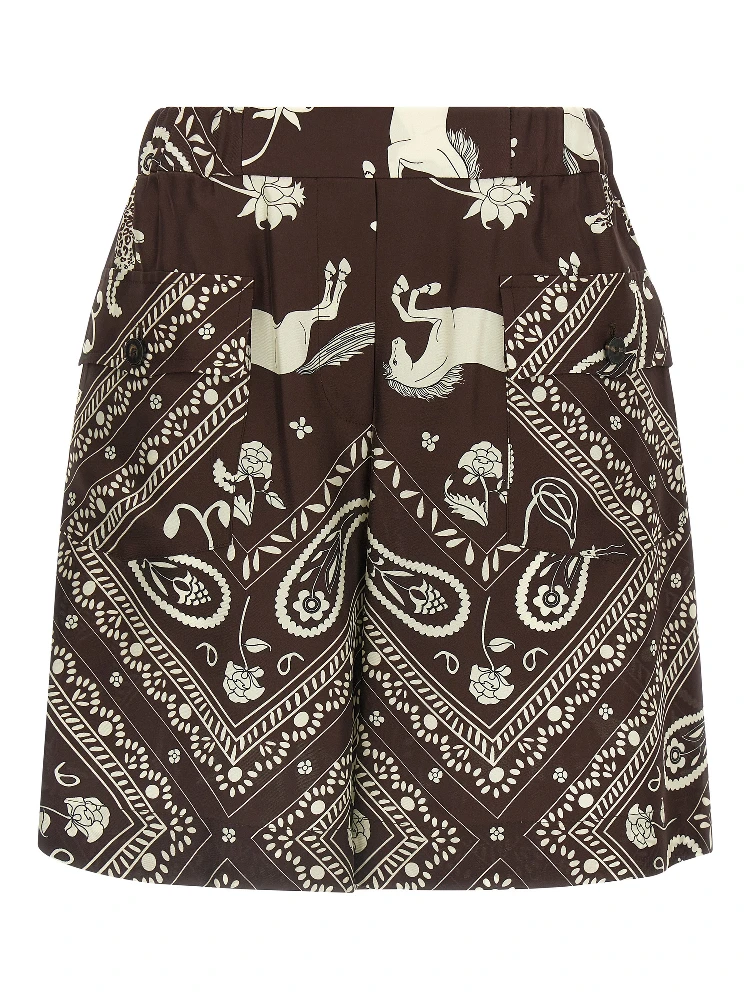 Brown Silk Bermuda Shorts
