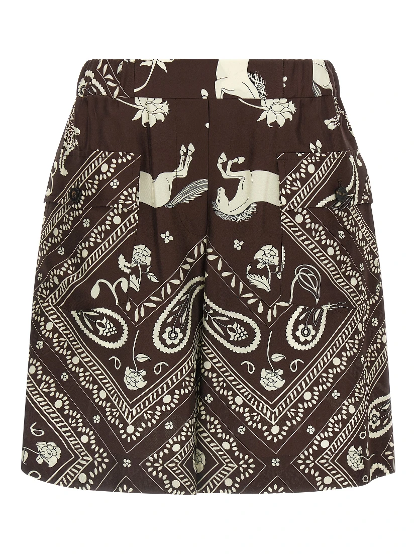 Brown Silk Bermuda Shorts