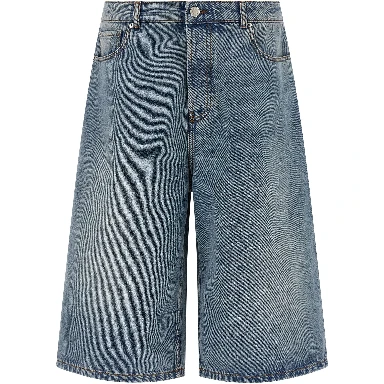 Blue Cotton Bermuda Shorts