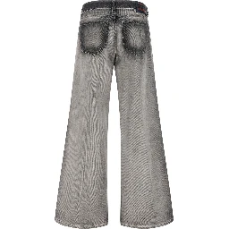 Gray Cotton Flared Jeans