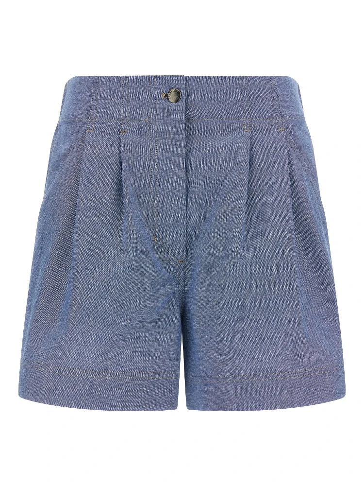Blue Cotton Bermuda Shorts