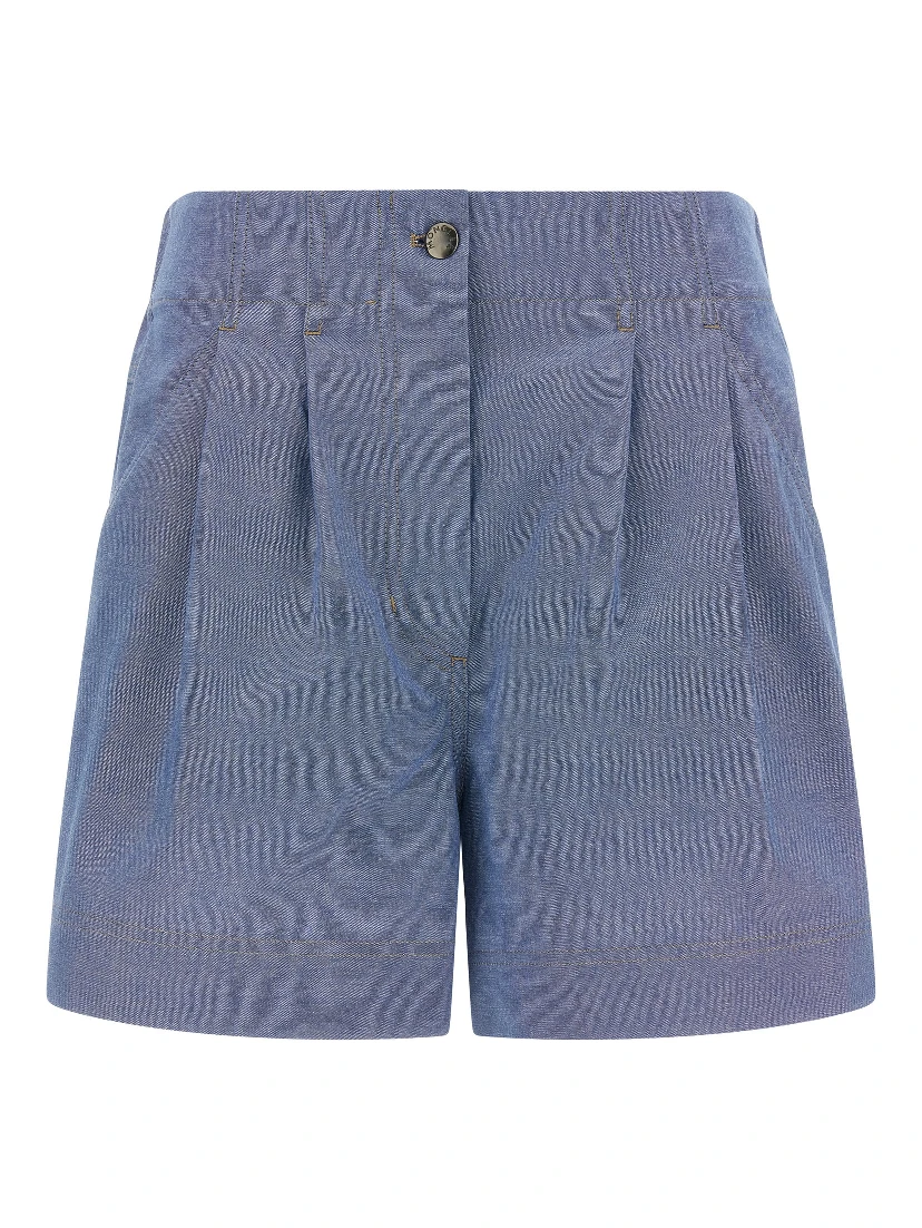 Blue Cotton Bermuda Shorts