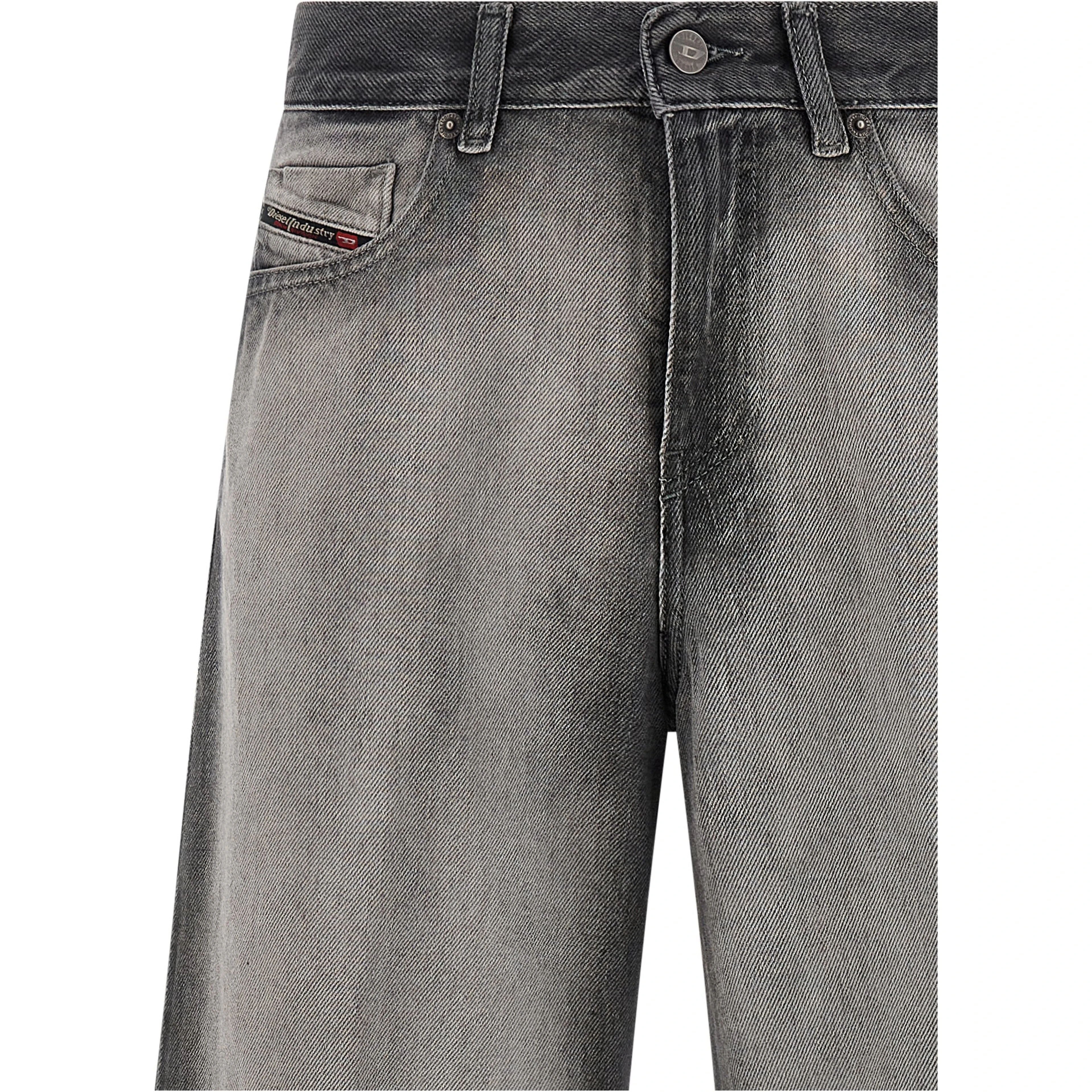 Gray Cotton Flared Jeans