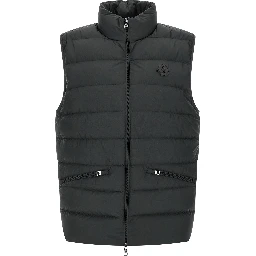 Black Polyester Sleeveless Jacket