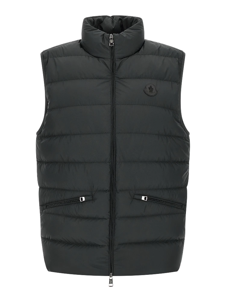 Black Polyester Sleeveless Jacket